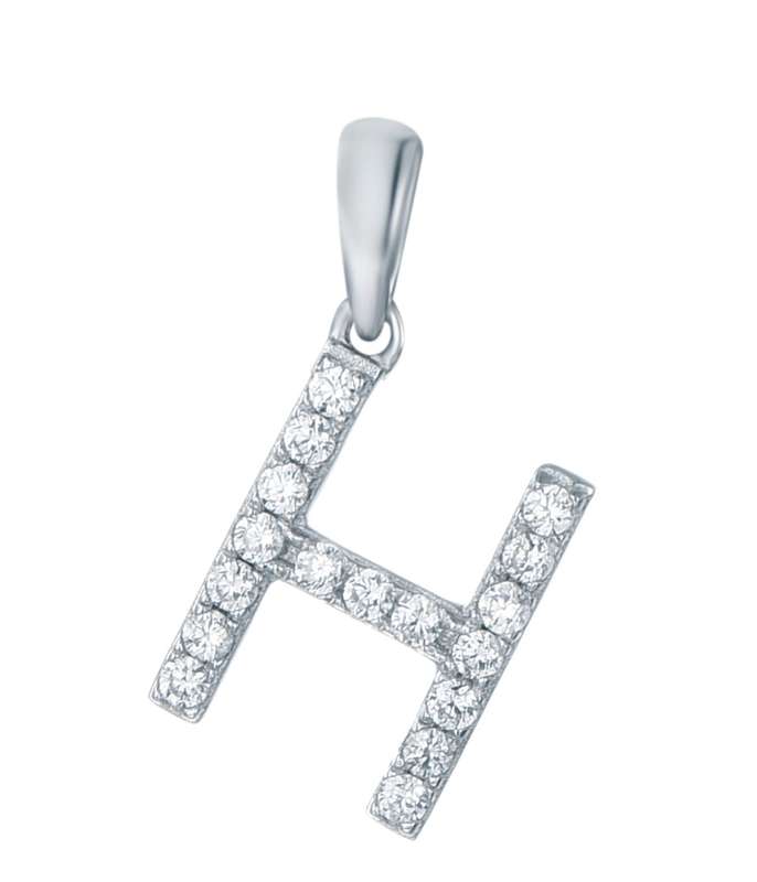 Sterling Silver Micro Set Letter H Pendant SP00023