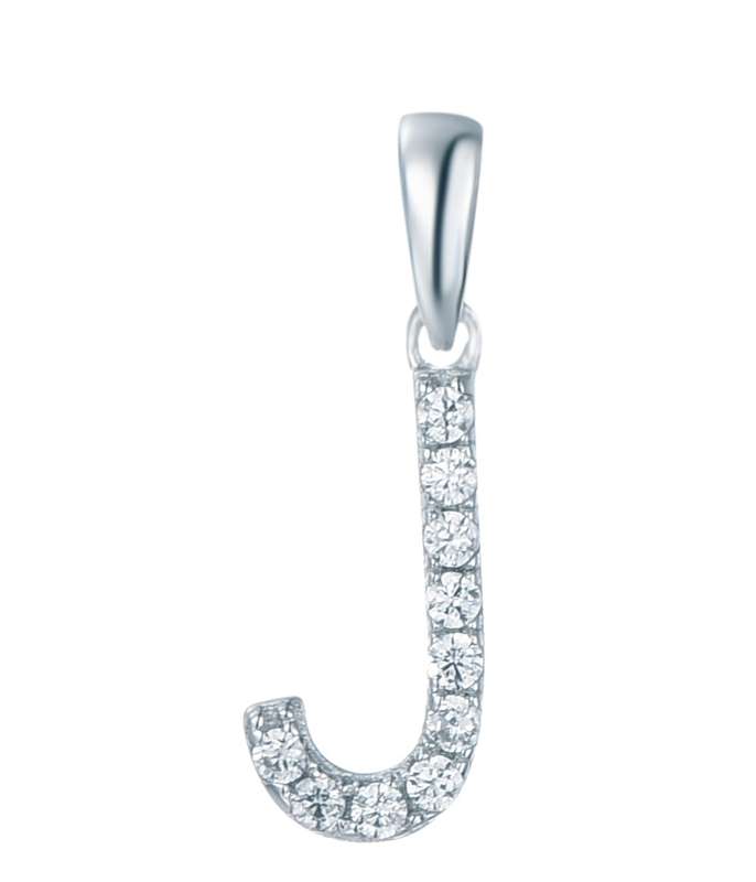 Sterling Silver Micro Set Letter J Pendant SP00025