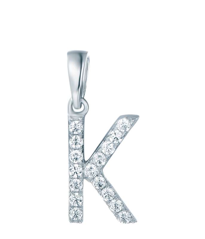 Sterling Silver Micro Set Letter K Pendant SP00026
