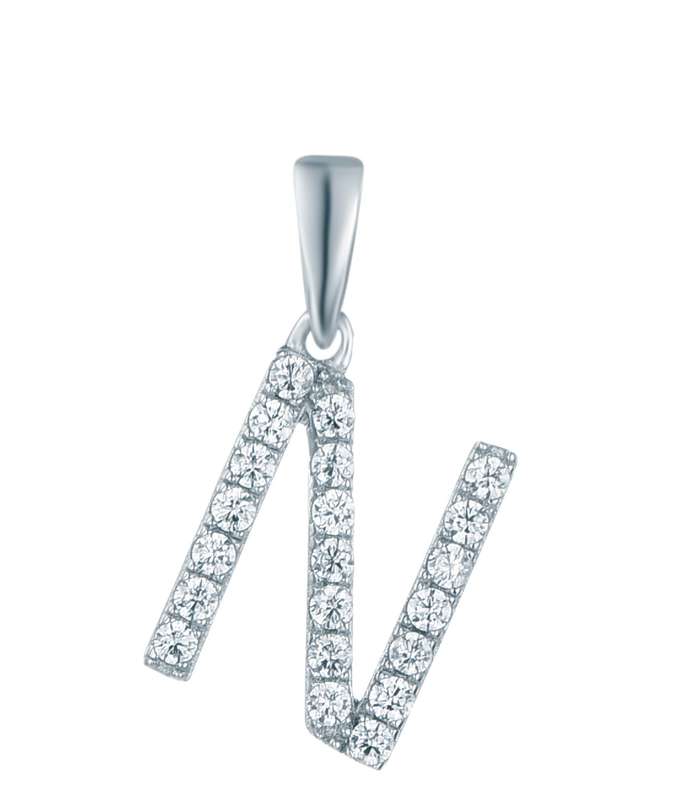 Sterling Silver Micro Set Letter N Pendant SP00029
