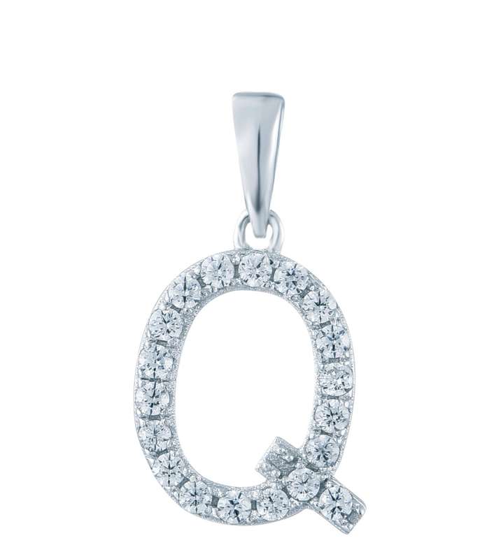 Sterling Silver Micro Set Letter Q Pendant SP00032