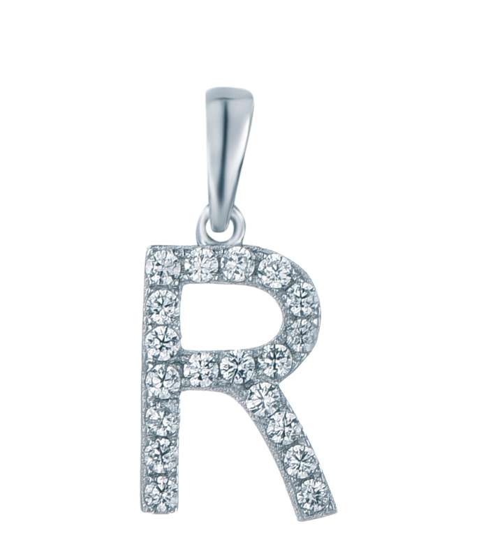 Sterling Silver Micro Set Letter R Pendant SP00033