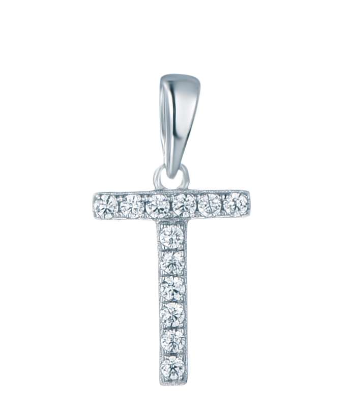 Sterling Silver Micro Set Letter T Pendant SP00035