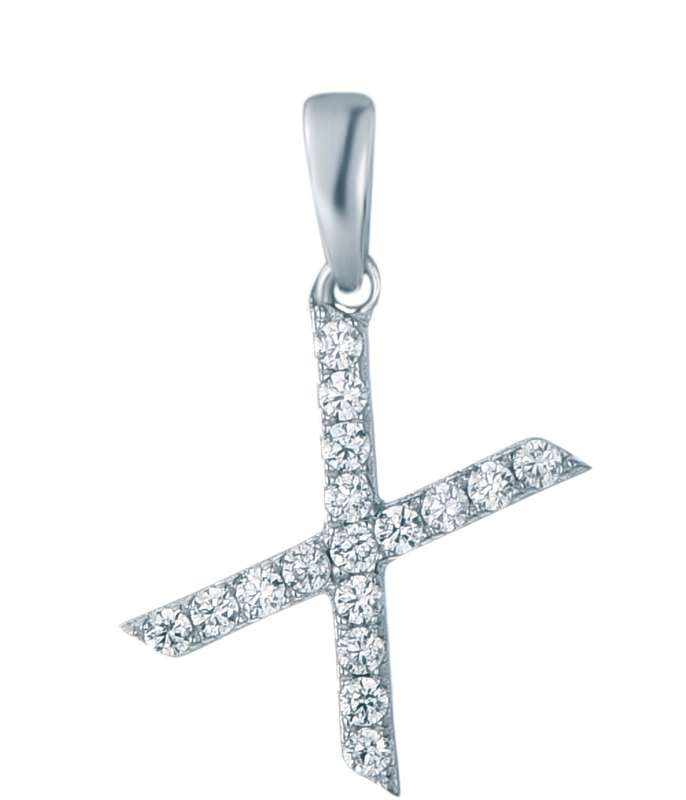 Sterling Silver Micro Set Letter X Pendant SP00039