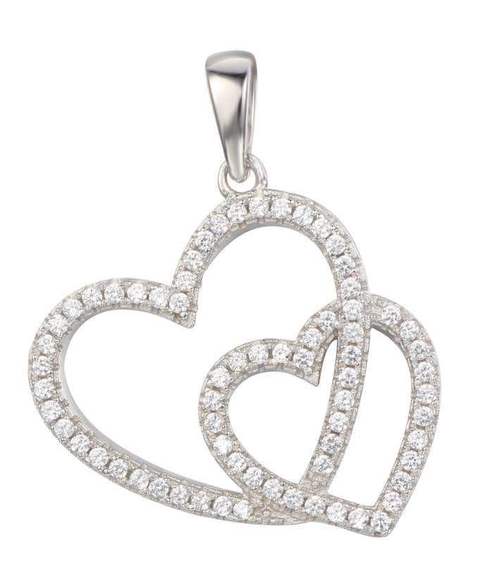 Sterling Silver Double Heart Pendant SP00013