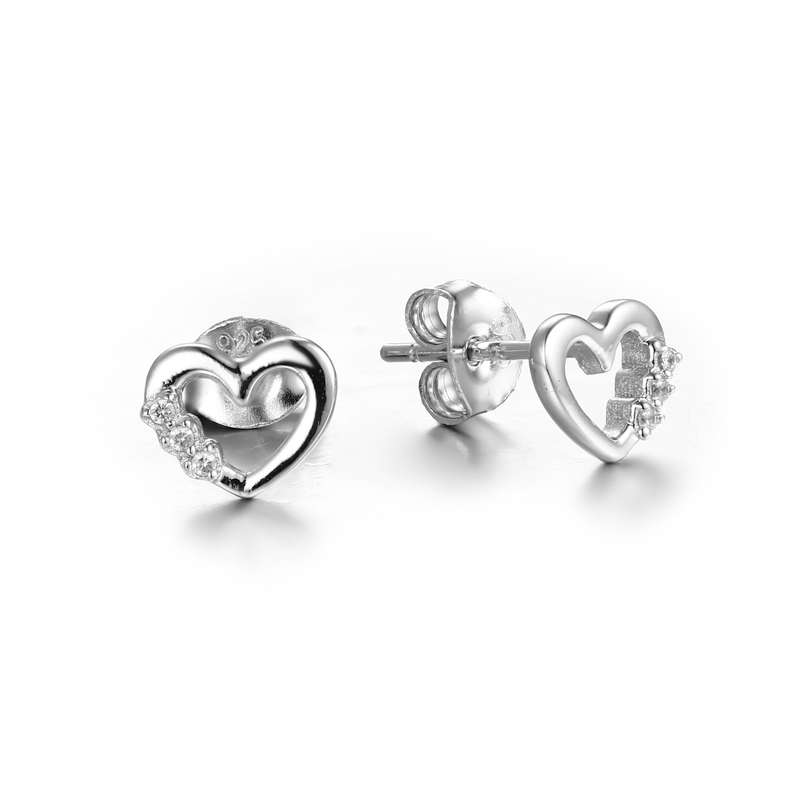 Sterling Silver Heart Earrings SE00003