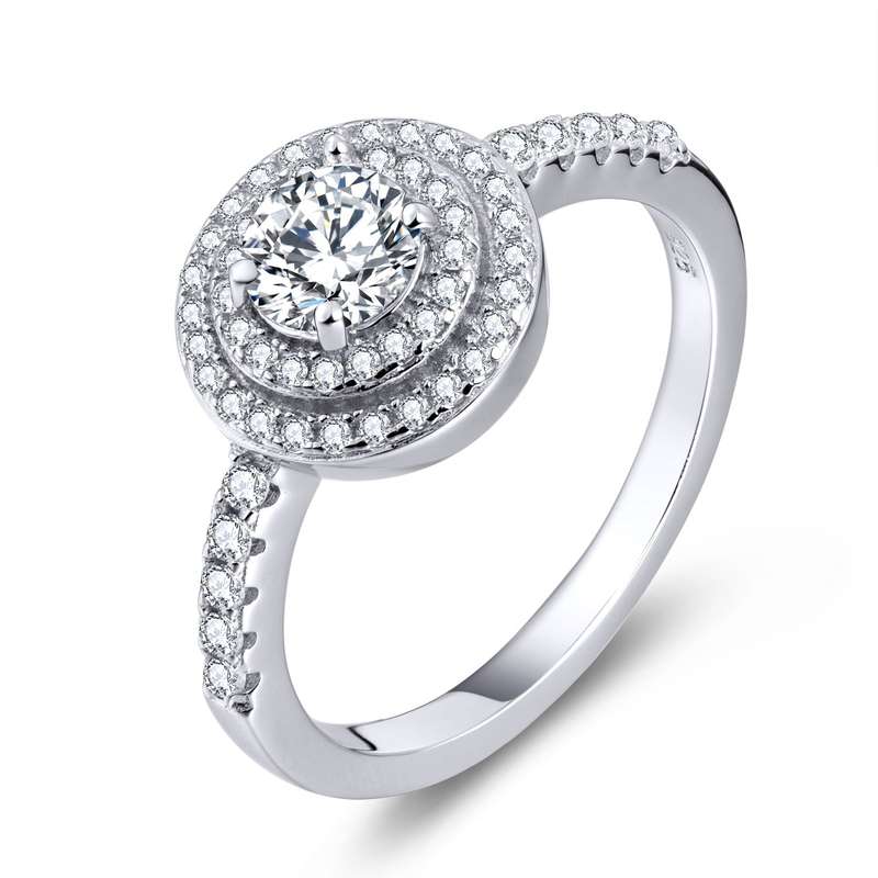 Sterling Silver Double Halo Engagement Wedding Ring SR00007