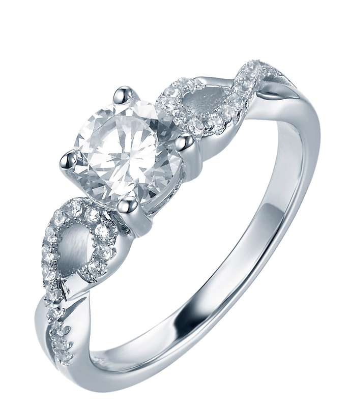 Sterling Silver Infinity Inspired Solitaire Engagement Wedding Ring SR00008