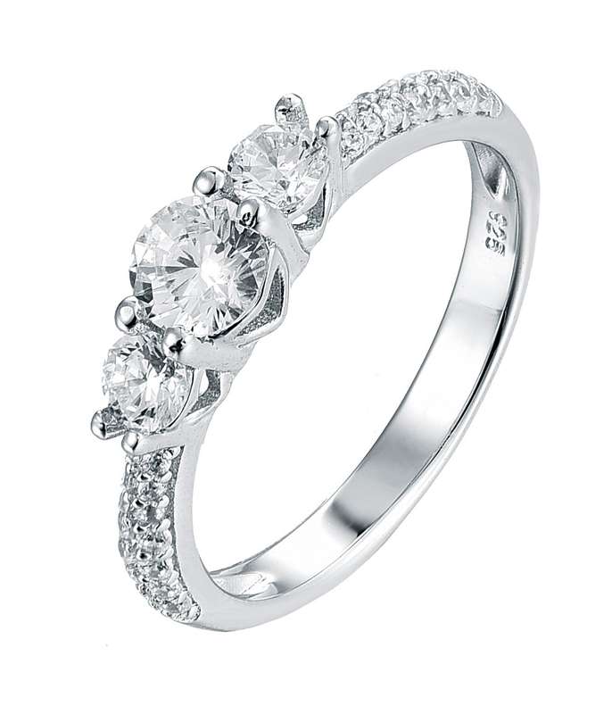 Sterling Silver Trinity  Solitaire Engagement Wedding Ring SR00009