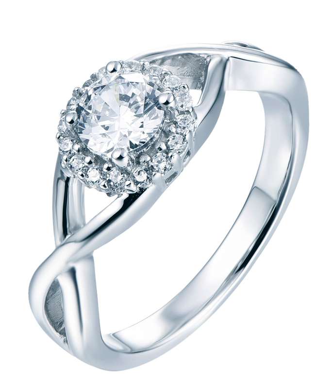 Sterling Silver Infinity Inspired Halo Engagement Wedding Ring SR00021