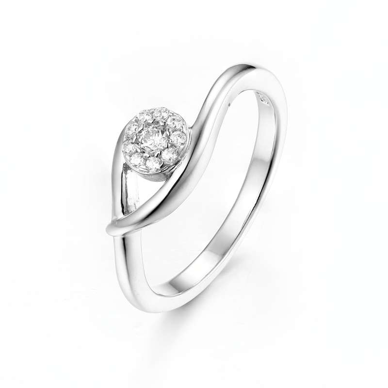 Sterling Silver Wave Solitaire Engagement Wedding Ring SR00040