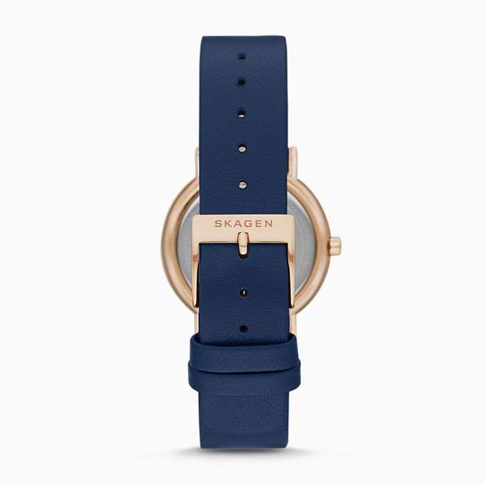 Skagen Signatur SKW2838 Ladies Rose Gold On Blue Leather