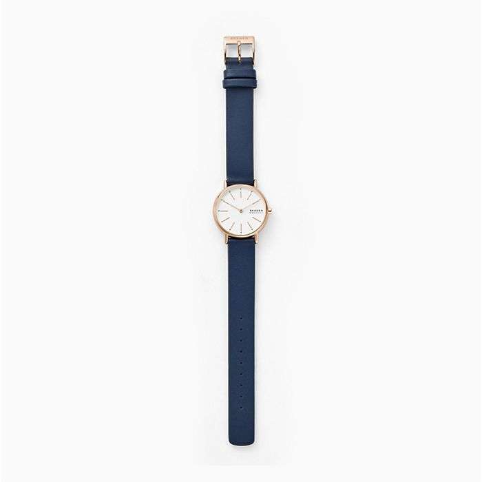 Skagen Signatur SKW2838 Ladies Rose Gold On Blue Leather