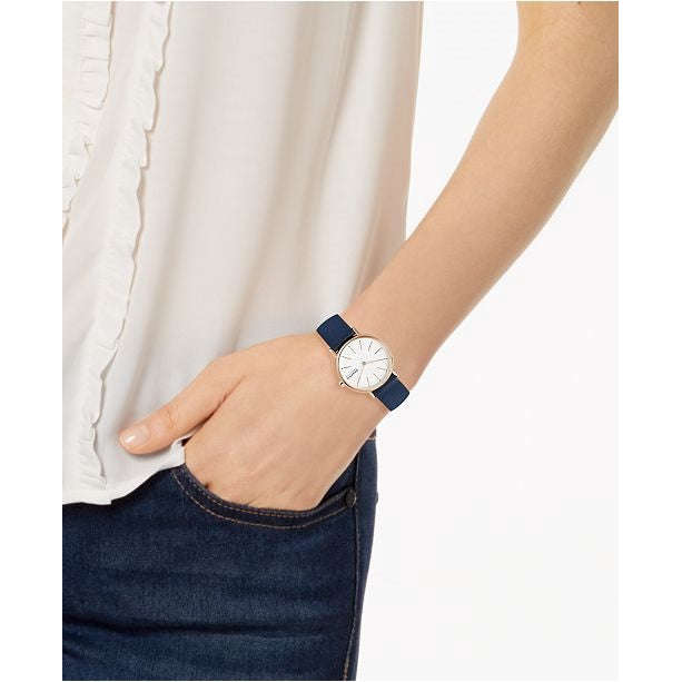 Skagen Signatur SKW2838 Ladies Rose Gold On Blue Leather