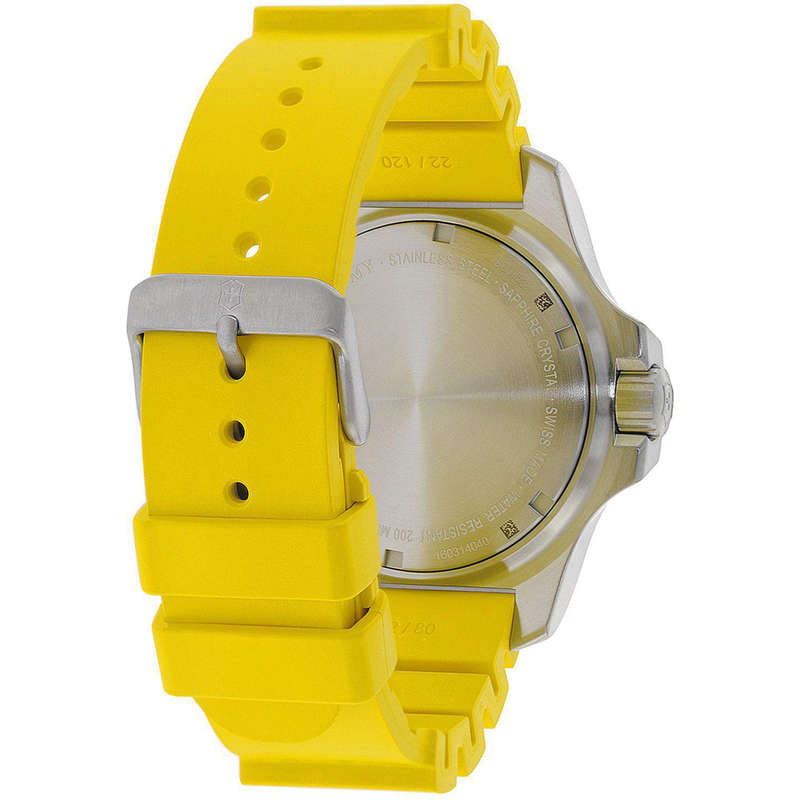 Victorinox Swiss Army INOX Professional Diver Watch 241735 Stainless Steel Case With Yellow Dial On