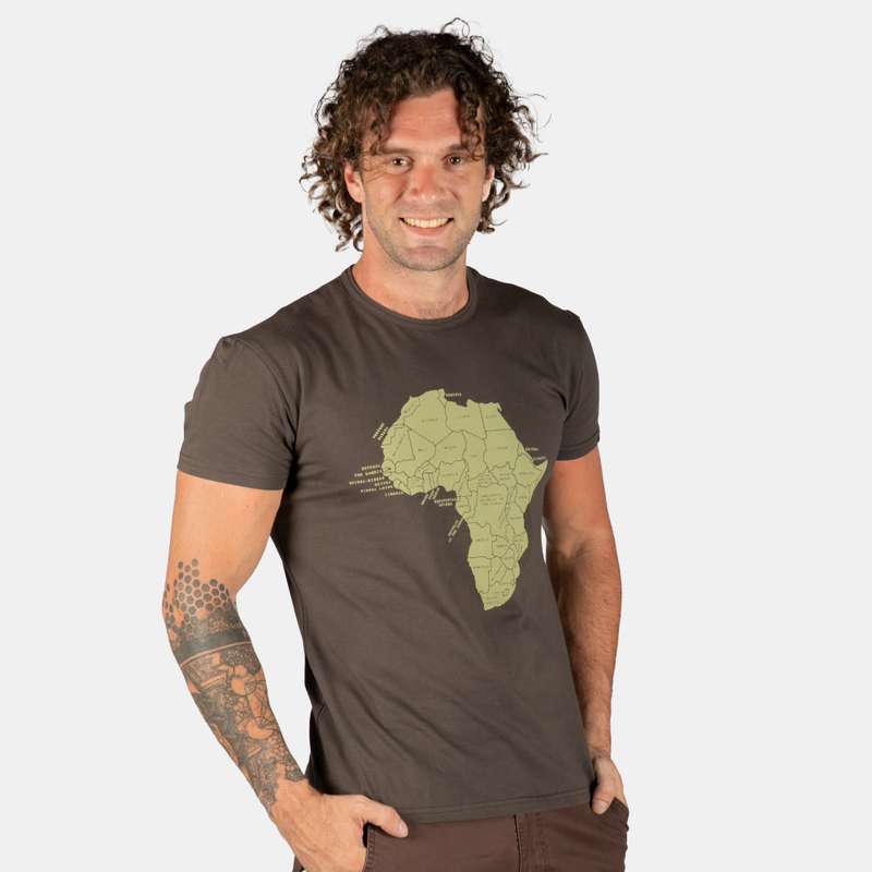 Men's Africa Main Land Printed Design T-Shirt Slim Fit