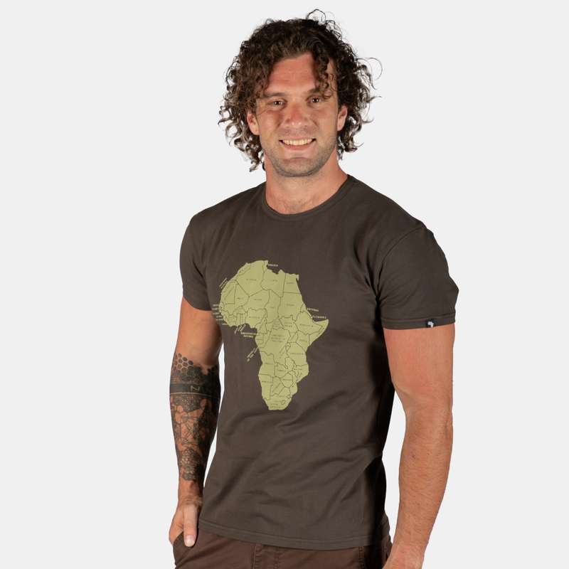 Men's Africa Main Land Printed Design T-Shirt Slim Fit