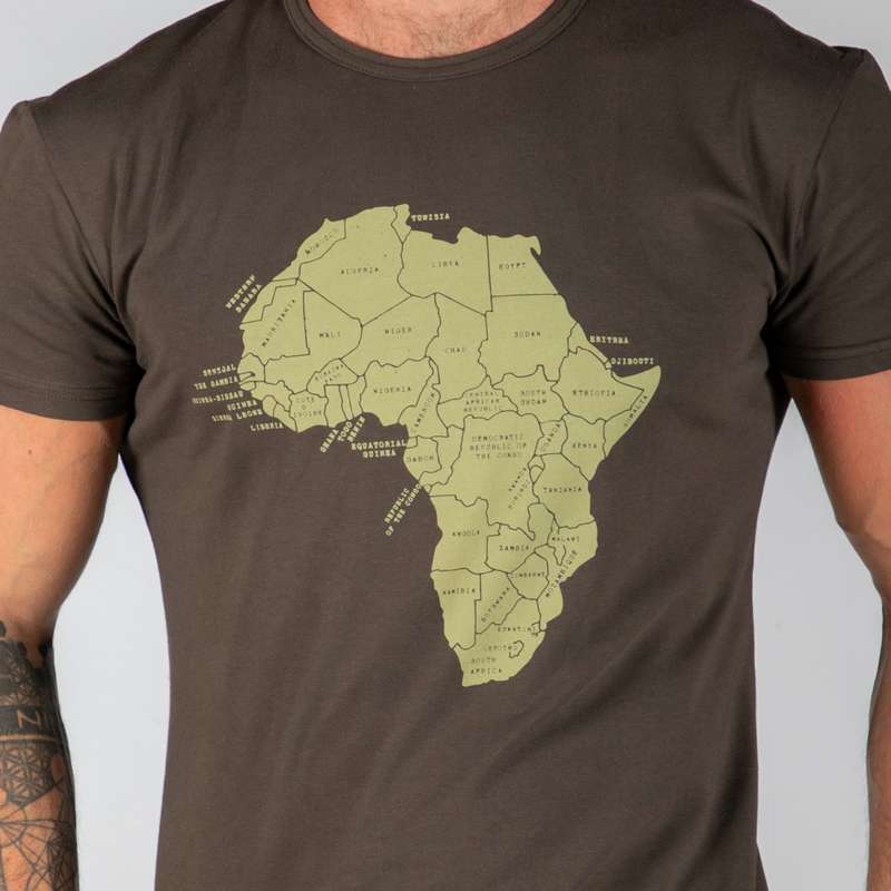 Men's Africa Main Land Printed Design T-Shirt Slim Fit