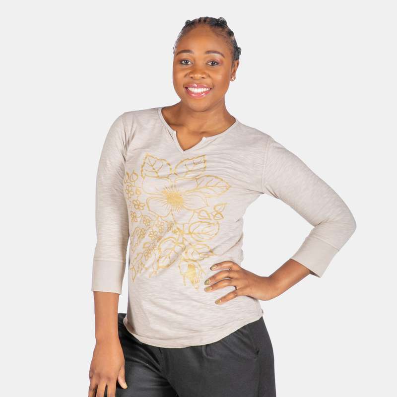 Women's Winter Style Gold Flower Printed Lightweight