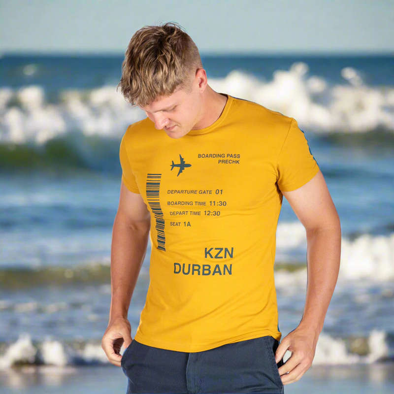 Men's Yellow Durban Print Short Sleeve T-shirt