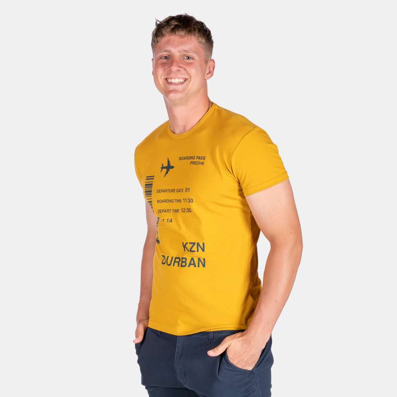 Men's Yellow Durban Print Short Sleeve T-shirt