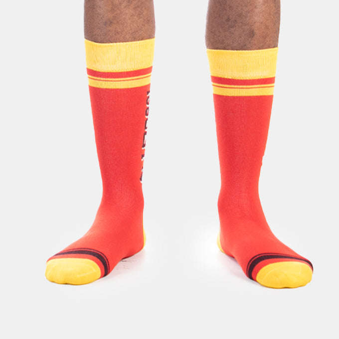 Men's Red And Yellow Braai Socks Fun Gift