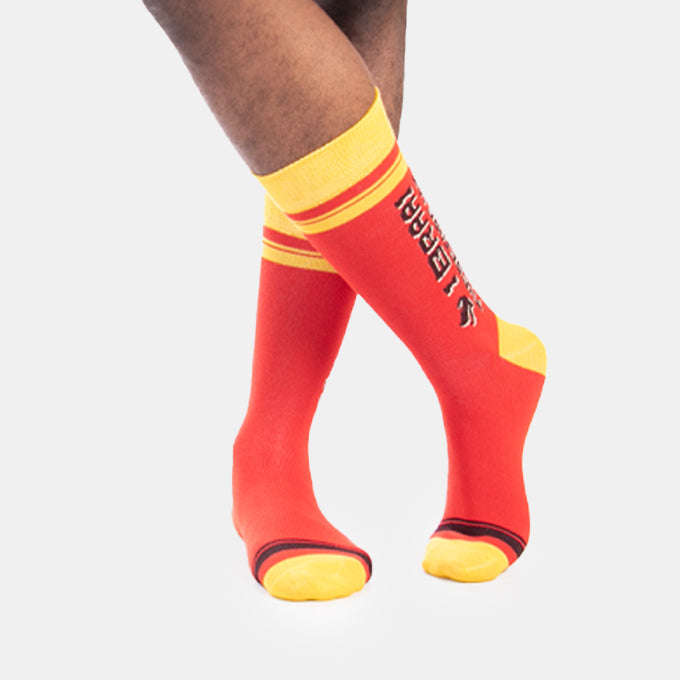 Men's Red And Yellow Braai Socks Fun Gift