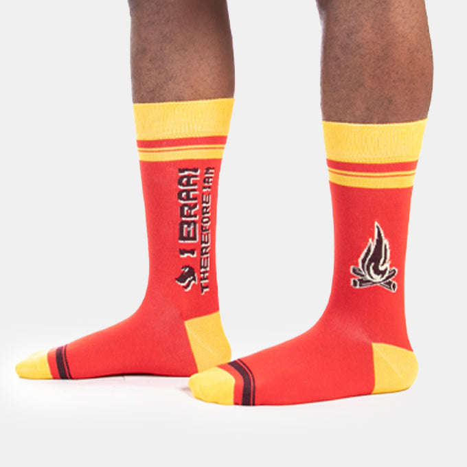 Men's Red And Yellow Braai Socks Fun Gift