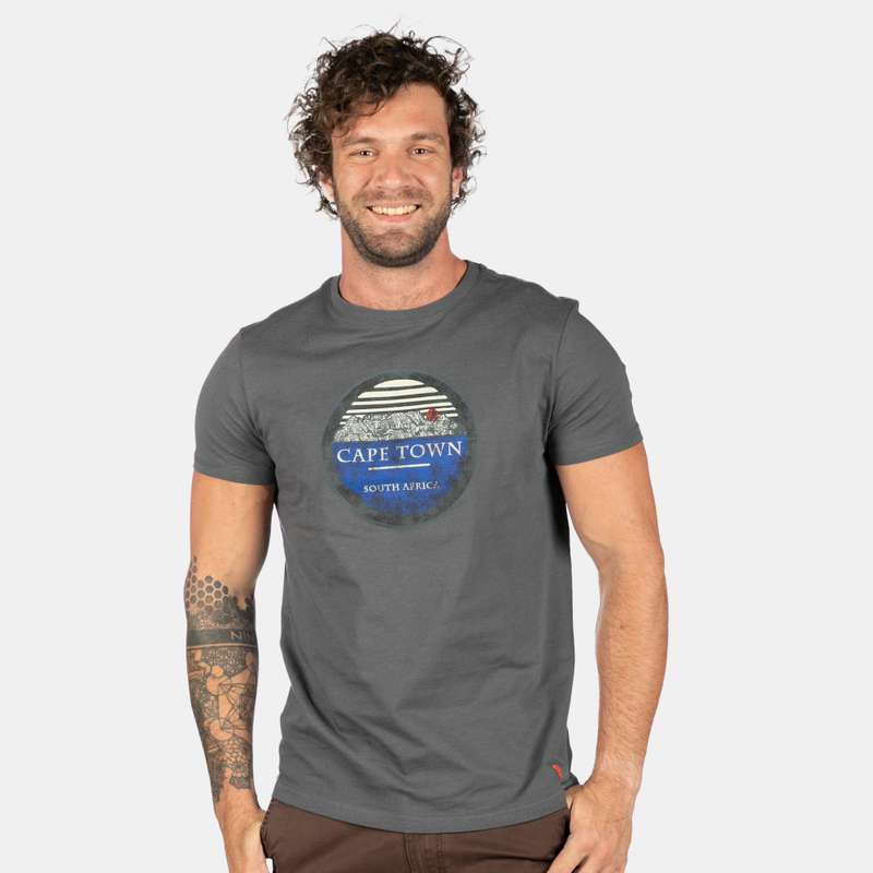 Men's Short Sleeve Table Mountain Motif T-Shirt