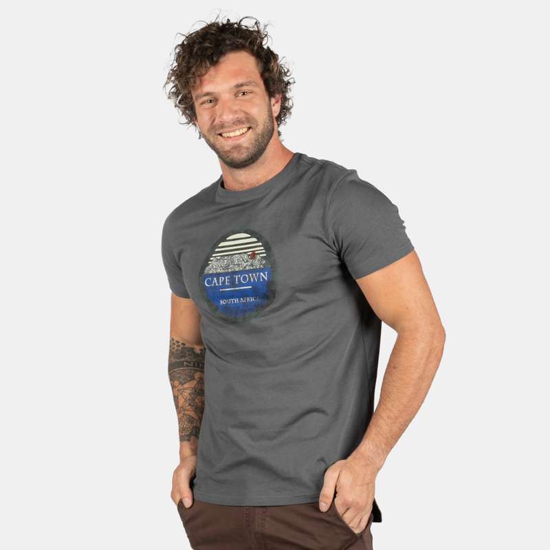 Men's Short Sleeve Table Mountain Motif T-Shirt