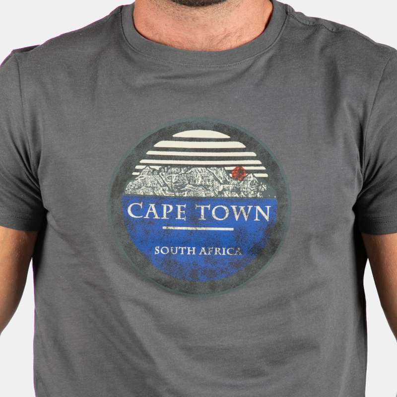Men's Short Sleeve Table Mountain Motif T-Shirt