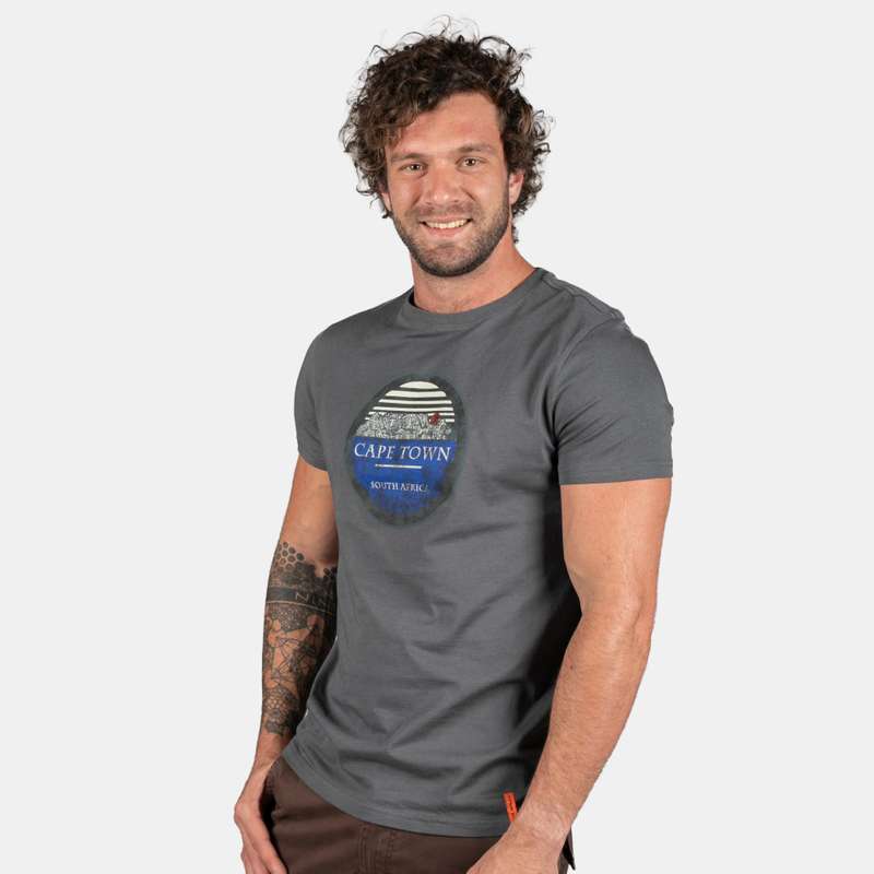 Men's Short Sleeve Table Mountain Motif T-Shirt