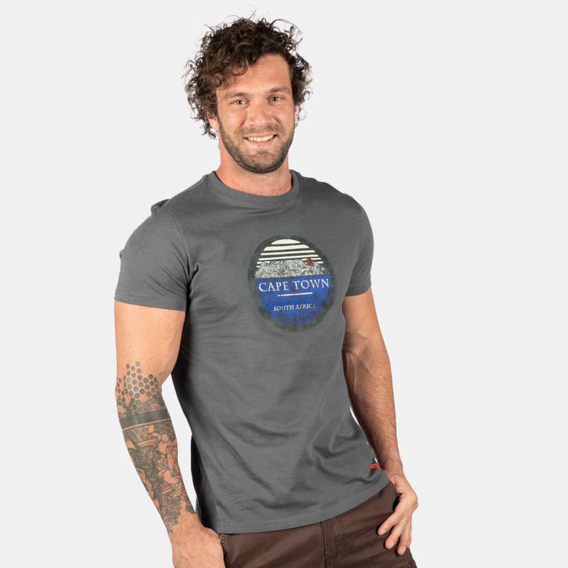 Men's Short Sleeve Table Mountain Motif T-Shirt
