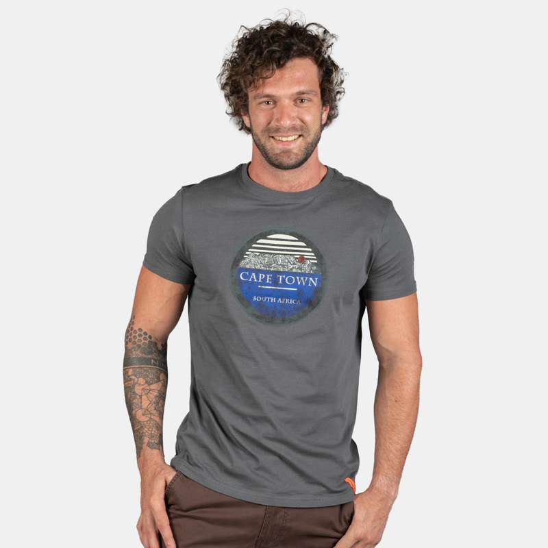 Men's Short Sleeve Table Mountain Motif T-Shirt