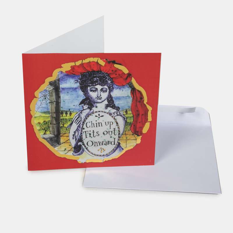 Chin up Tits Out Onwards Blank Greeting Card