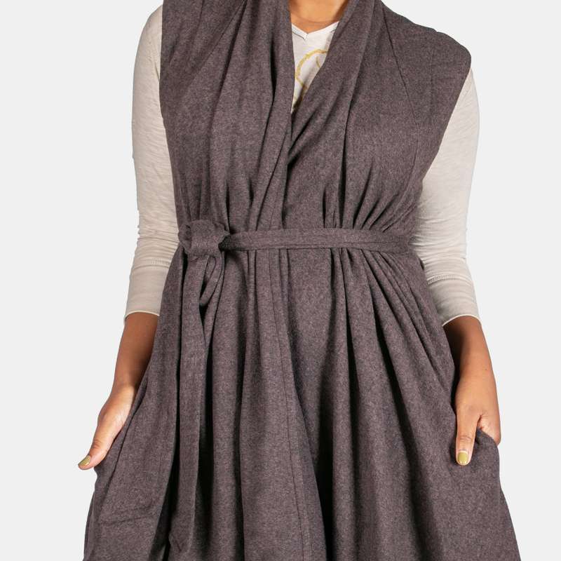 Women's Waterfall Coat Sleeveless Winter Outfit Fabric belt