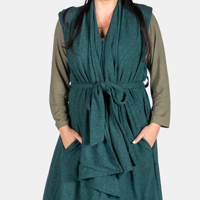 Women's Waterfall Coat Sleeveless Winter Outfit Fabric belt
