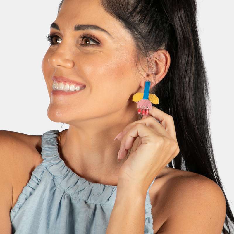 Paper Wood Tulip Earrings