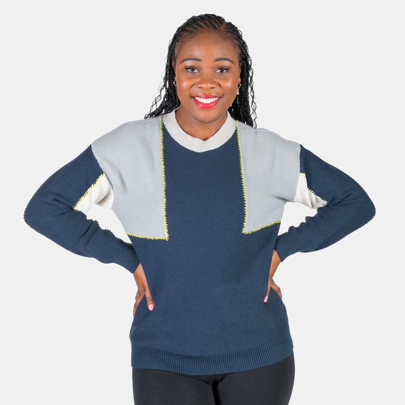 Women's Colour Blocking Ribbed Crew Neck Knit Marilyn Jersey