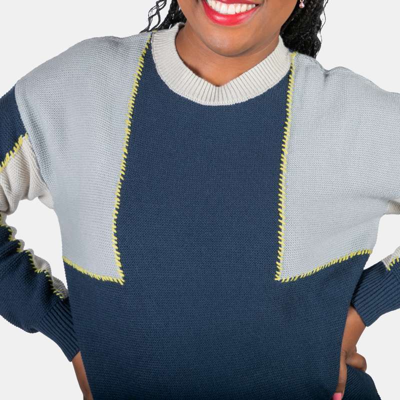 Women's Colour Blocking Ribbed Crew Neck Knit Marilyn Jersey