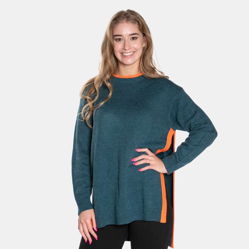 Women's Ribbed Crew Neck Contrast Colour Detail Fonda Jersey
