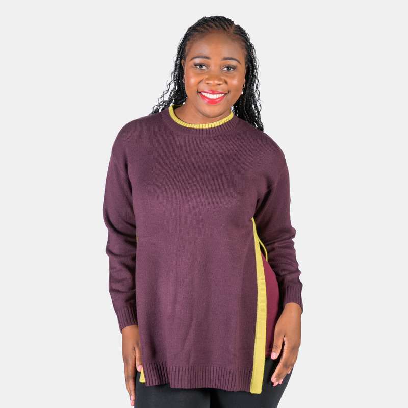 Women's Ribbed Crew Neck Contrast Colour Detail Fonda Jersey