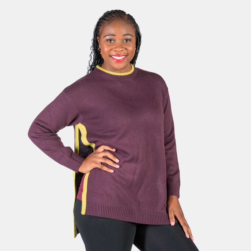 Women's Ribbed Crew Neck Contrast Colour Detail Fonda Jersey