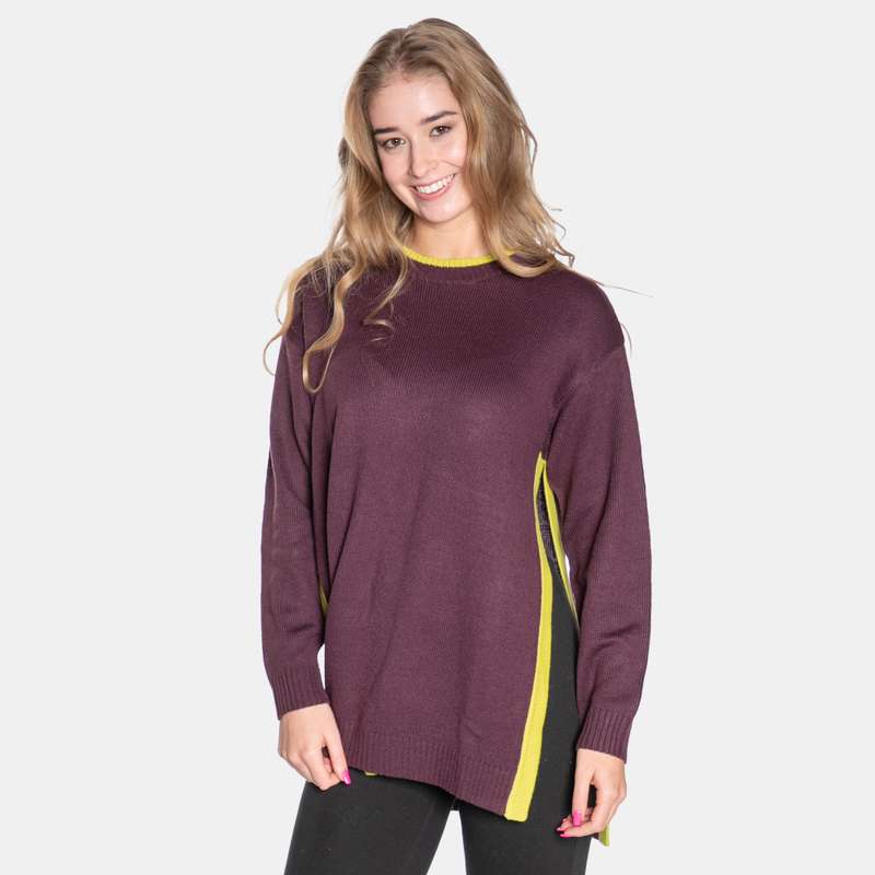 Women's Ribbed Crew Neck Contrast Colour Detail Fonda Jersey