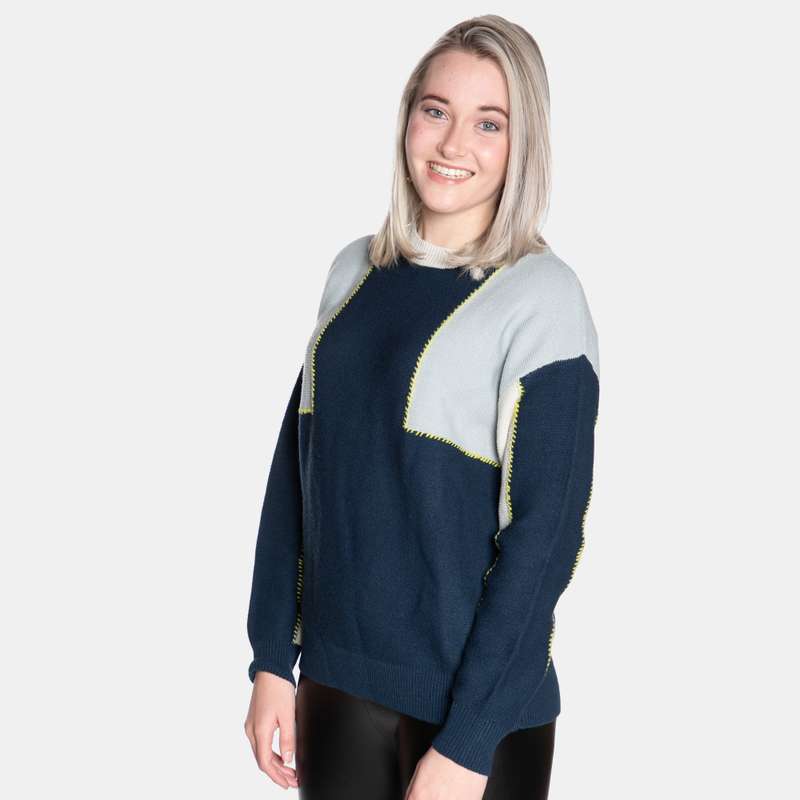 Women's Colour Blocking Ribbed Crew Neck Knit Marilyn Jersey