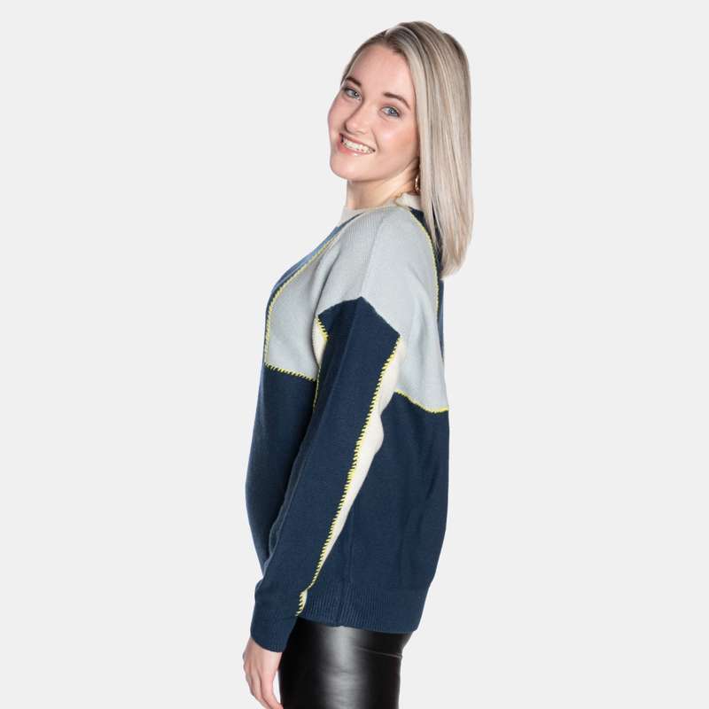 Women's Colour Blocking Ribbed Crew Neck Knit Marilyn Jersey