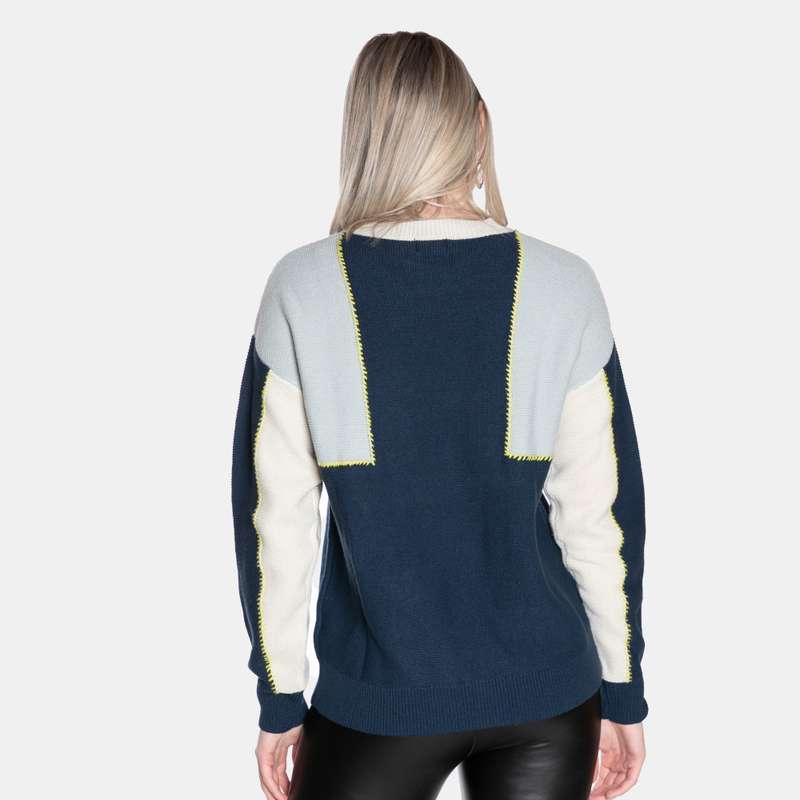 Women's Colour Blocking Ribbed Crew Neck Knit Marilyn Jersey