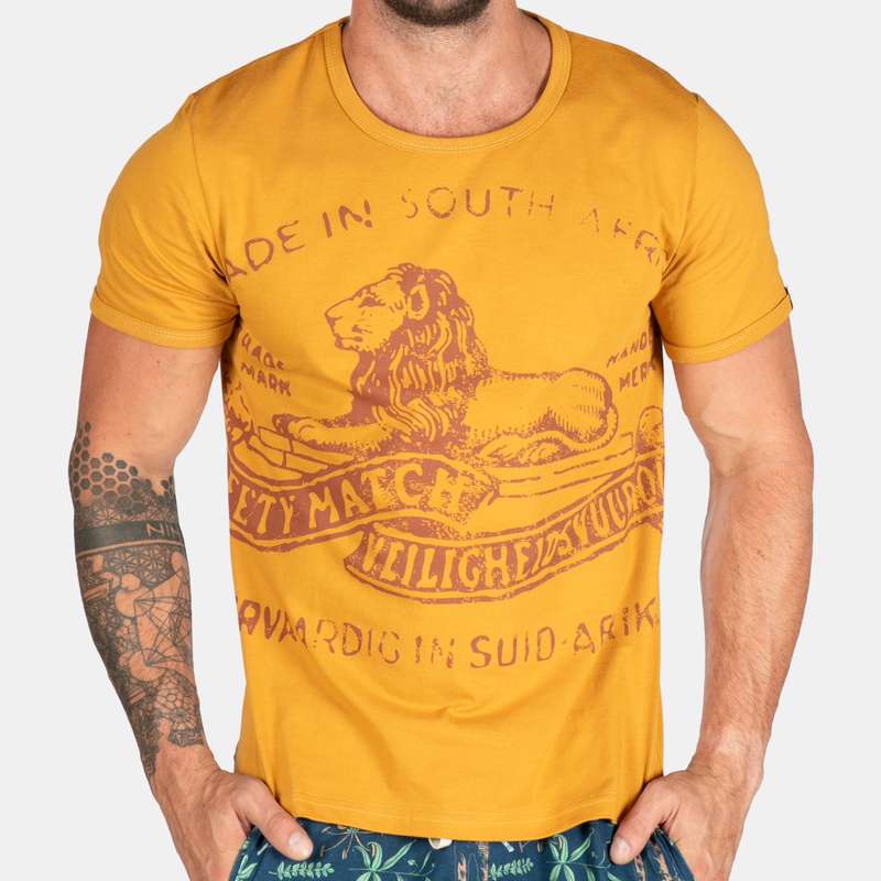 Men's Iconic Lion Matches New Design South Africa T-shirt With Crew Neck