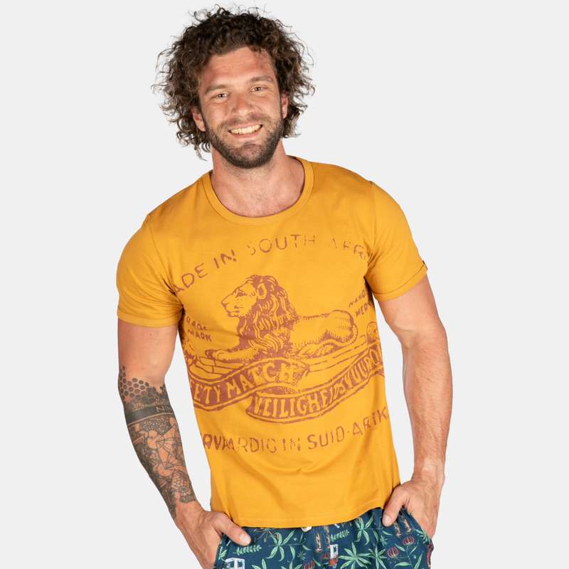 Men's Iconic Lion Matches New Design South Africa T-shirt With Crew Neck