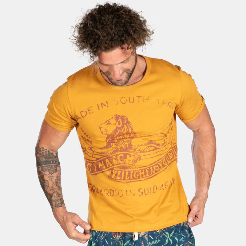 Men's Iconic Lion Matches New Design South Africa T-shirt With Crew Neck
